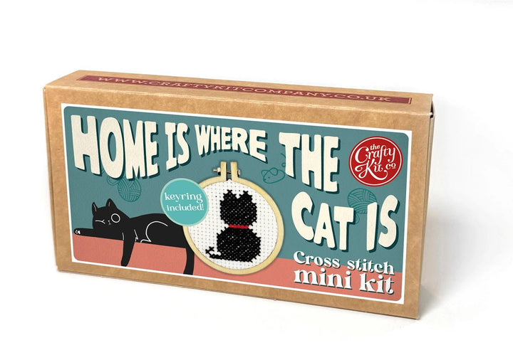 Mini Broderingskit Home Is Where The Cat Is