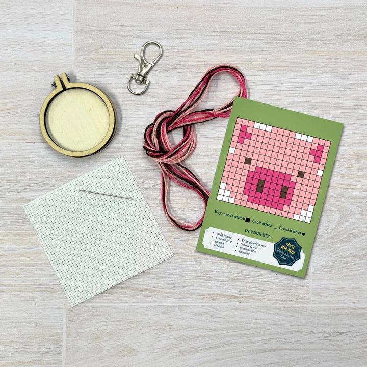 Mini Broderingskit Missing You Pig Time